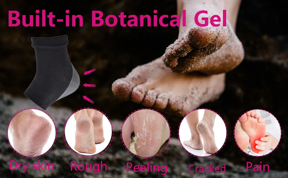 Moisturizing Gel Heel Socks Open Toe Socks Gel Lined Toeless Spa Socks for Dry Hard Cracked Heel (5P-Mixed) - product information 5