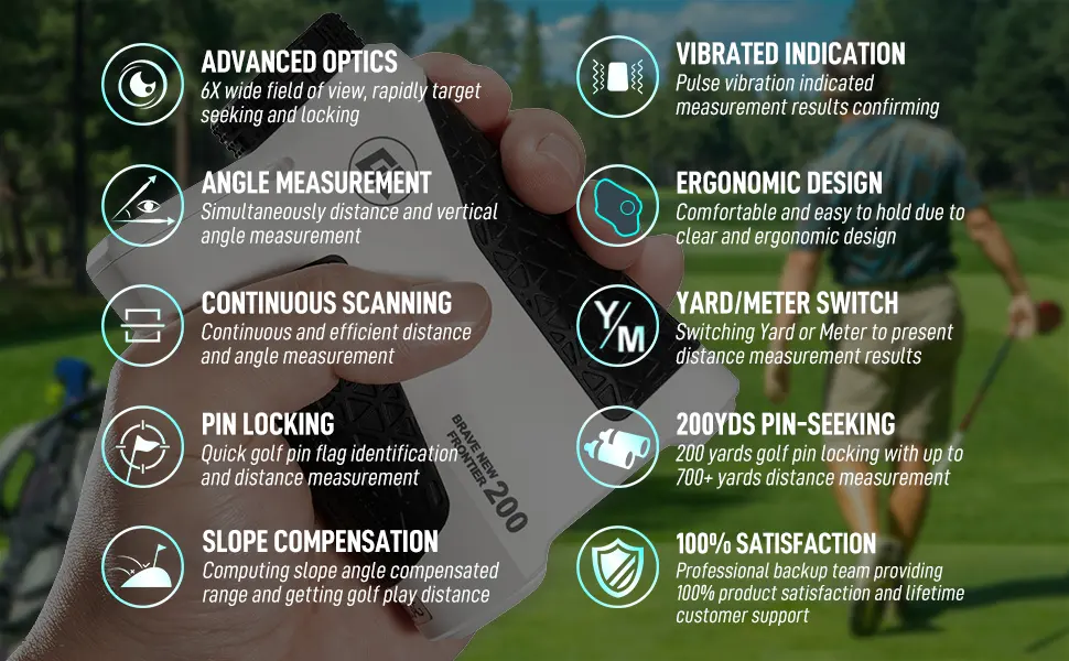 Laser Golf Rangefinder with Slope, Golf Range Finder, Flagpole Lock Yardage Devices with Vibration, High-Precision 6X 650 Disc for Golfing, Hunting, Target Shooting, Focus, White Golf Rangefinder - golf rangefinder