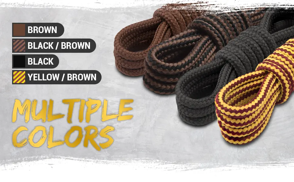 Miscly Round Boot Laces 1 Pair Heavy Duty and Durable Shoelaces for Boots, Work Boots & Hiking Shoes 54 (137 CM) Black - Brown Combo - Miscly Boot Laces Heavy duty shoelaces shoe laces Hiking Strong Winter men women work