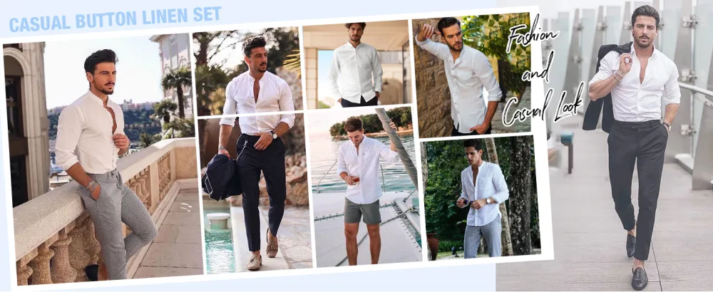COOFANDY Linen Sets For Men 2 Piece Button Down Shirt Long Sleeve And Casual Beach Drawstring Waist Pants Summer Outfits A-white XX-Large - product information 3