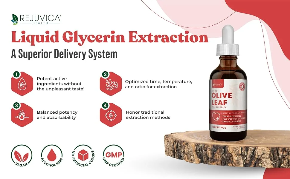 Active Olive Leaf Extract - Liquid Delivery - Active Olive Leaf heart support liquid tincture extract supplement advanced leaf 2oz drops