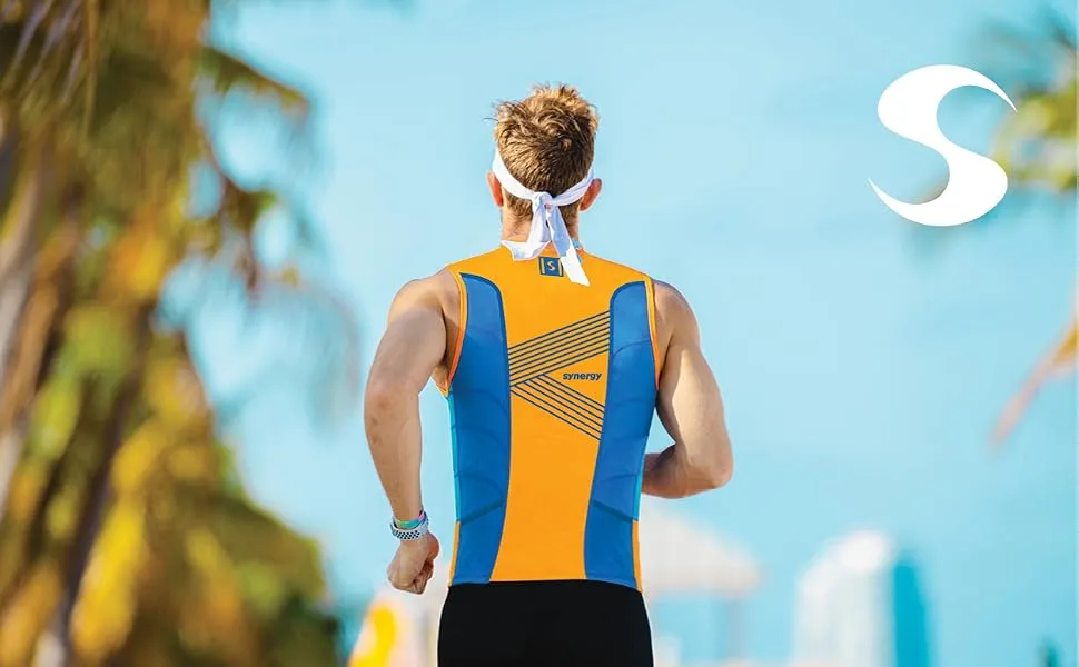 Synergy Men's Elite Tri Tank Top Singlet Black/White Large - elite Tri Top singlet, singlet