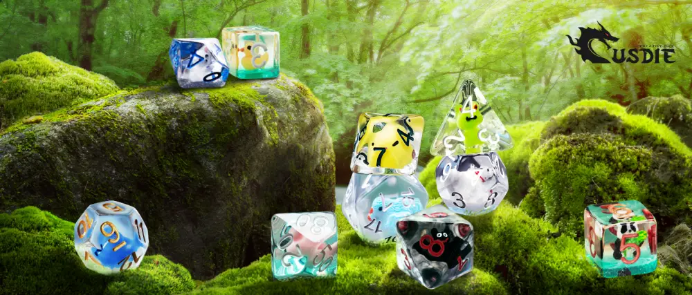 Cusdie 7-Die Dice DND, Polyhedral Dice Set Filled with Animal, for Role Playing Game Dungeons and Dragons D&D Dice MTG Pathfinder (Yellow Duck) - dnd dice