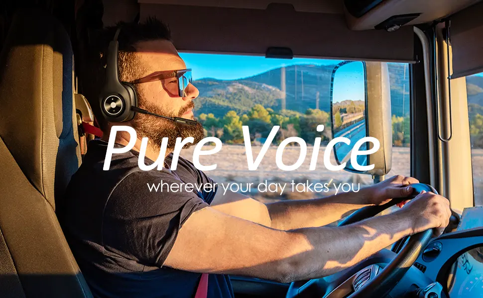 PrancyBt Trucker Bluetooth Headset, Wireless Headset with Microphone for PC, Bluetooth Headset with Microphone Noise Cancelling, Mute Button, 55H Talk Time, for Cell Phones, Computer, Truck Drivers - Noise cancelling Bluetooth headset for truck driver, cell phone, pc, computer, working from home