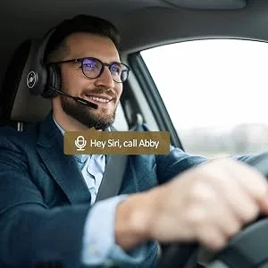 PrancyBt Trucker Bluetooth Headset, Wireless Headset with Microphone for PC, Bluetooth Headset with Microphone Noise Cancelling, Mute Button, 55H Talk Time, for Cell Phones, Computer, Truck Drivers - truck driver bluetooth headset, wireless headset with microphone, support voice control like Siri