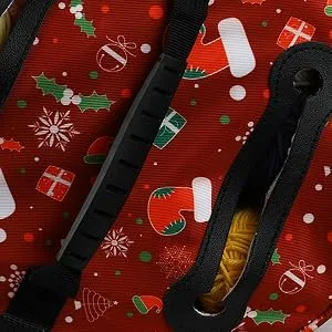 Qukou Yarn Storage Portable Bag, Normal Capacity Knitting Projects Organizer for Yarns, Crochet Hooks, Knitting Needles red - yarn organizer