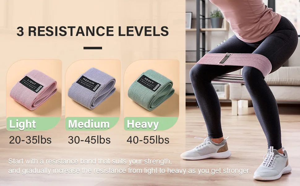 3 Levels Booty Bands Set, Resistance Bands for Working Out, Exercise Bands for Women Legs and Butt, Yoga Starter Set - bands