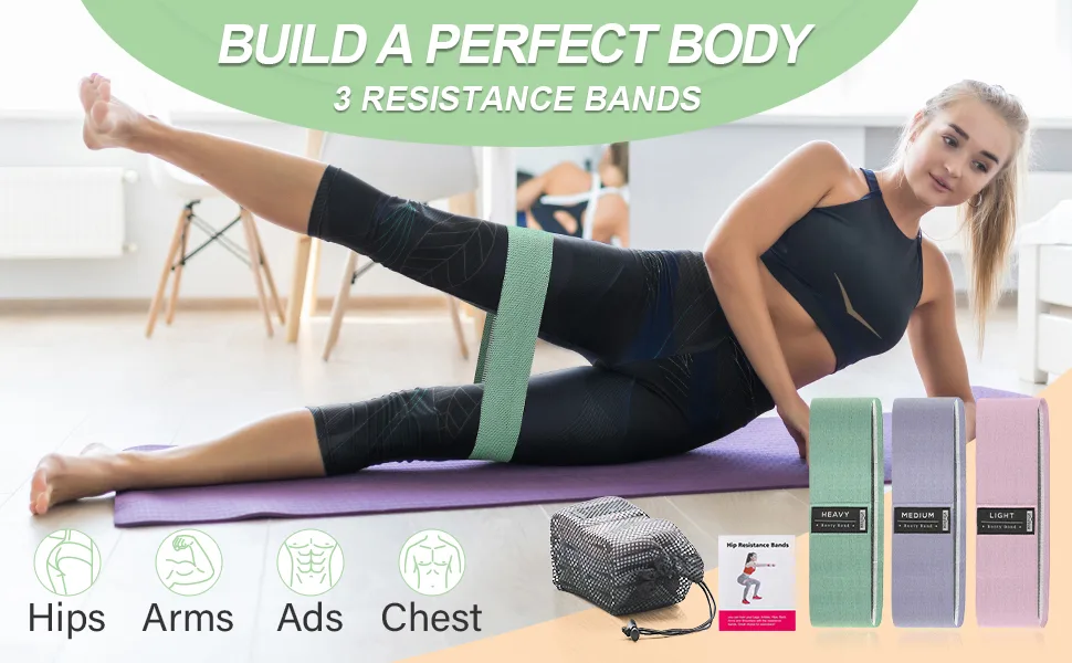3 Levels Booty Bands Set, Resistance Bands for Working Out, Exercise Bands for Women Legs and Butt, Yoga Starter Set - booty bands