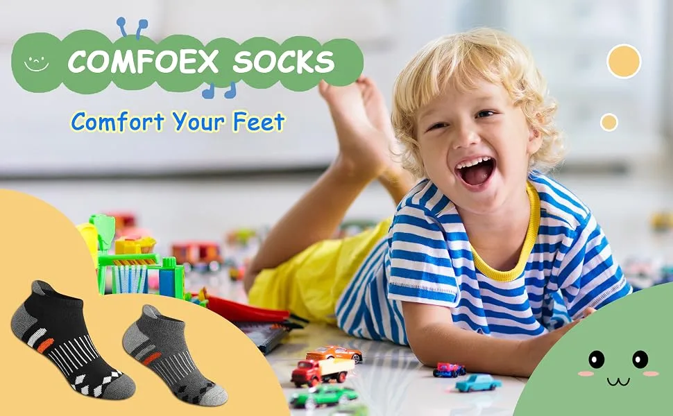 Comfoex 10 Pairs Boys Socks Ankle Athletic Socks For Big Little Kids Cotton Half Cushioned Socks Grey 10 Pairs 7-10 Years - comfeox