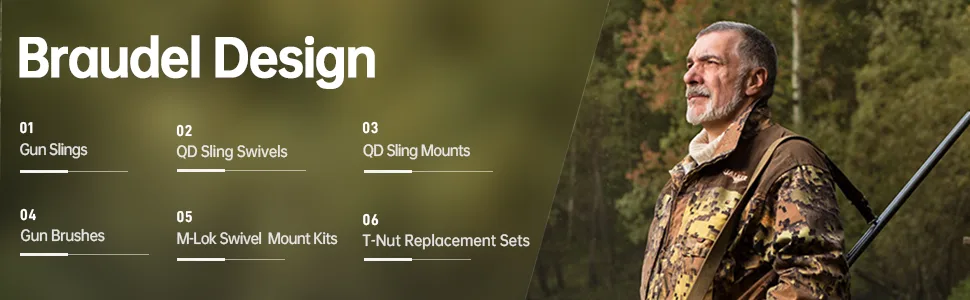 Braudel Quick Detachable Sling Swivel Cap Set with 1" Quick Release Tri-Lock Swivels for 870 12 GA - product information 1