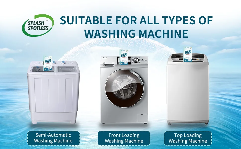 SPLASH SPOTLESS Washing Machine Cleaner Deep Cleaning for HE Top Load Washers and Front Load, 24 Tablets. - splash spotless
