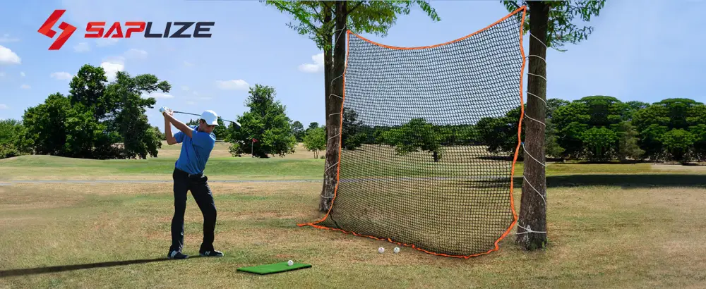 SAPLIZE Golf Practice Net with Target Cloth, Heavy Duty Golf Ball Barrier Hitting net, DIY Adjustable Ball Net, Golf High Impact Net, 10x10 ft / 10x15 ft / 10x20 ft Blue, 10x10ft - golf net