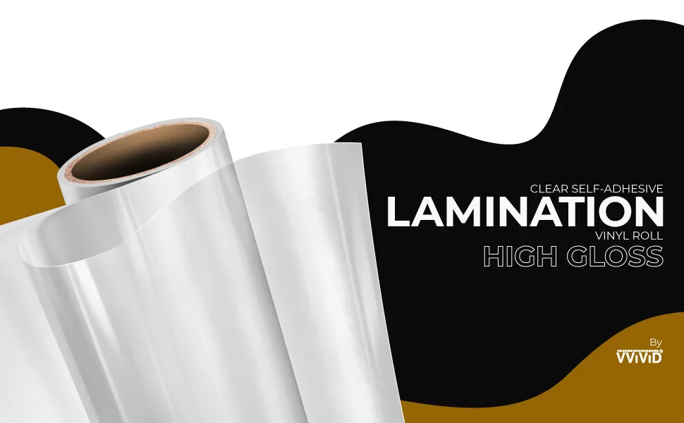 VViViD Clear Self-Adhesive Lamination Vinyl Roll for Die-Cutters and Vinyl Plotters (12" x 6ft) - Lamination vvivid vinyl high gloss roll wrap