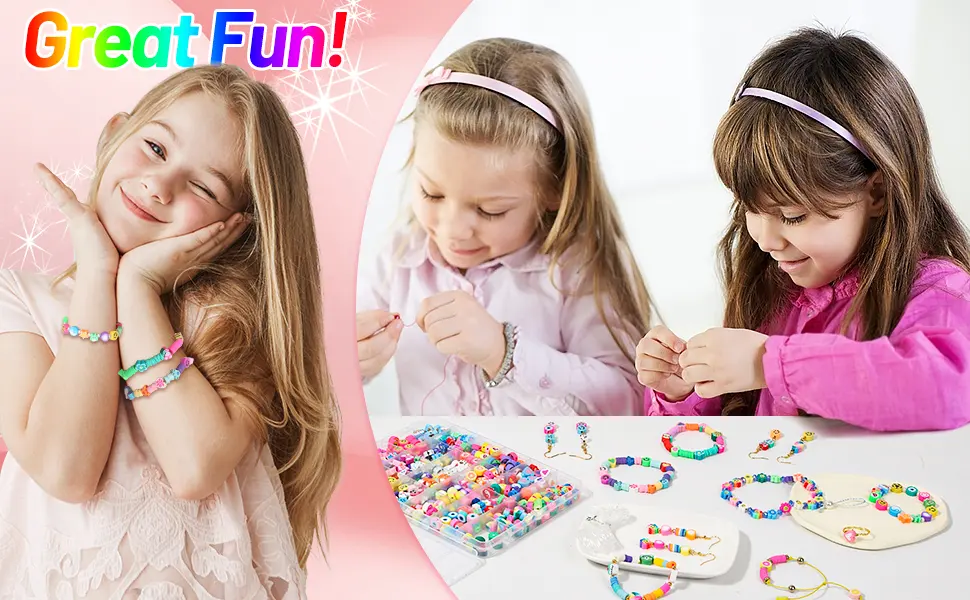 480 Pcs Fruit Flower Polymer Clay Beads, 24 Styles Trendy Cute Smiley Bead Charms for Bracelets Jewelry Necklace Earring Making with Elastic String - 480 Pcs Fruit Flower Polymer Clay Beads
