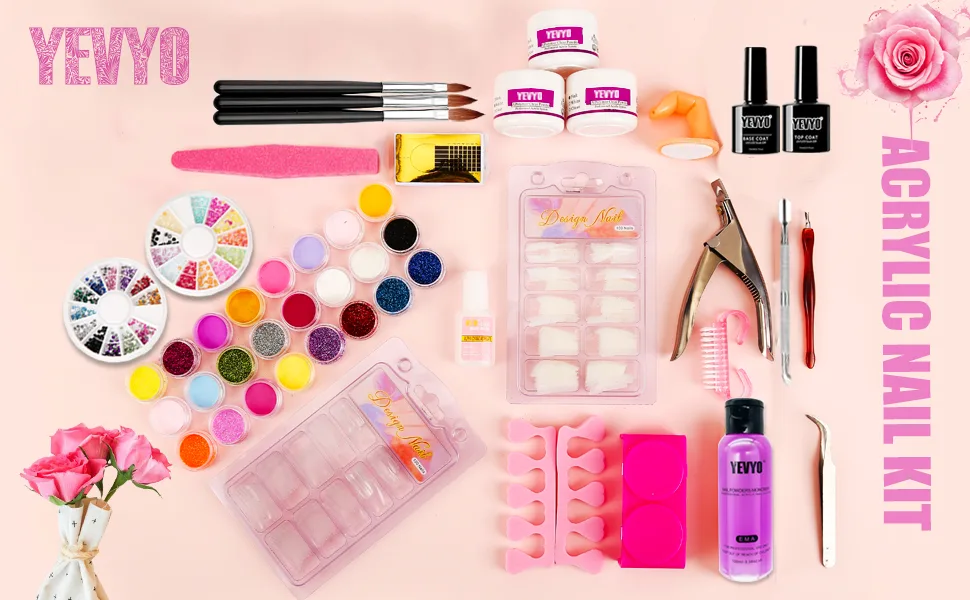 Acrylic Nail Kit, Nail Kit Set Professional Acrylic With Everything, Glitter Nails Powder and Liquid for Acrylic Nails Extension Beginner - nail acrylic kit