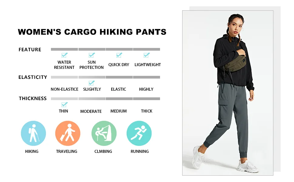 Libin Women's Cargo Joggers Lightweight Quick Dry Hiking Pants Athletic Workout Lounge Casual Outdoor Black Medium - cargo lounge pants