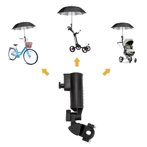 10L0L Universal 3 Wheel Golf Push Cart Umbrella Holder, Adjustable Angle, Umbrella Clip Mounting Attachment for Stroller Wheelchair - Widely used