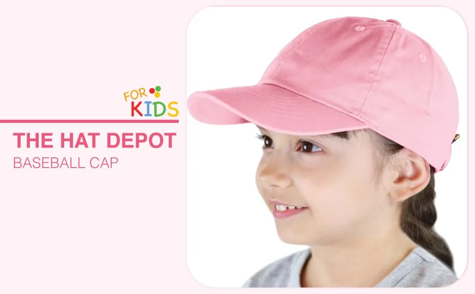 Kids Washed Low Profile Cotton and Denim UPF 50+ Plain Baseball Cap Hat 6-9 Years 0. Light Pink - Baseball hat_kids