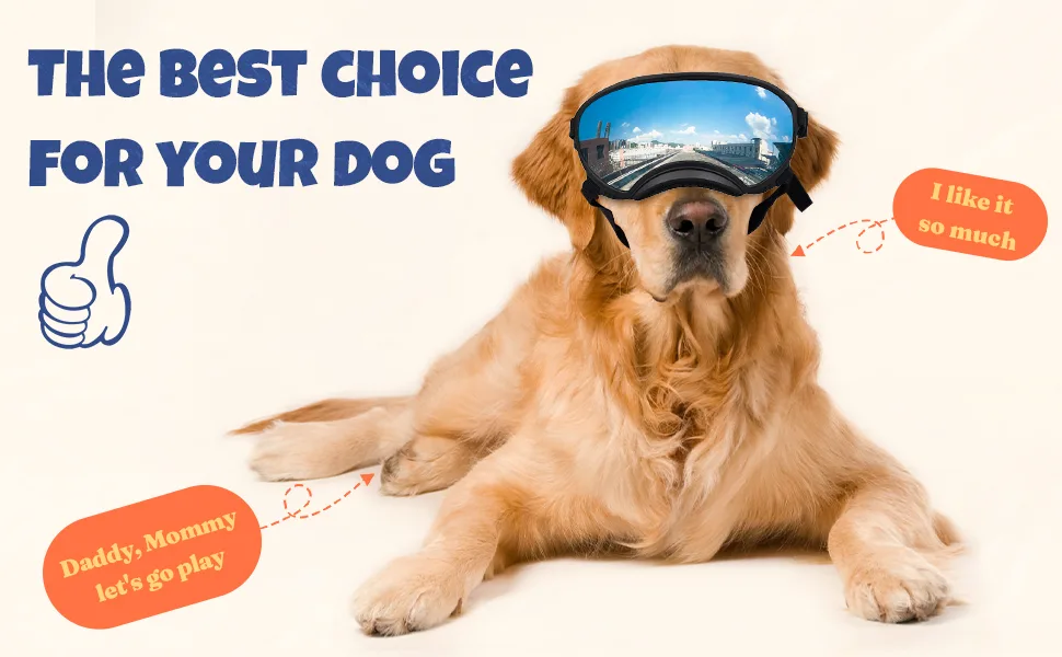 Dog Goggles Large and Medium Breed, UV Protection Windproof and Dustproof. Shatterproof Lens, Breathable Design, Dog Sunglasses Black - dog love