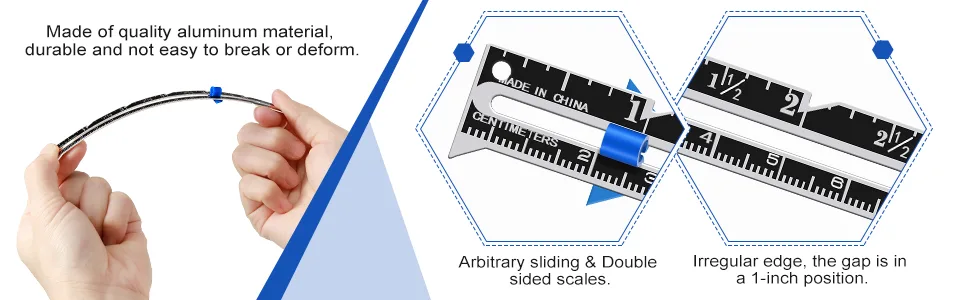 Sliding Gauge Sewing Measuring Tool Stainless Steel Quilting Ruler for Knitting Crafting Sewing Beginner Hemming Measuring(3) - product information 2