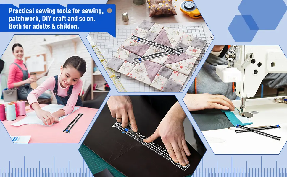 Sliding Gauge Sewing Measuring Tool Stainless Steel Quilting Ruler for Knitting Crafting Sewing Beginner Hemming Measuring(3) - product information 7