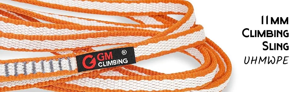 GM CLIMBING 11mm UHMWPE Sling Runner 22kN CE UIAA Certified Orange 30cm / 12inch | One Unit - CLIMBING SLING