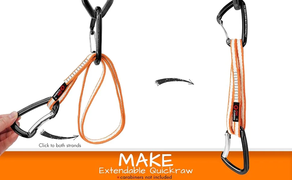GM CLIMBING 11mm UHMWPE Sling Runner 22kN CE UIAA Certified Orange 30cm / 12inch | One Unit - climbing sling