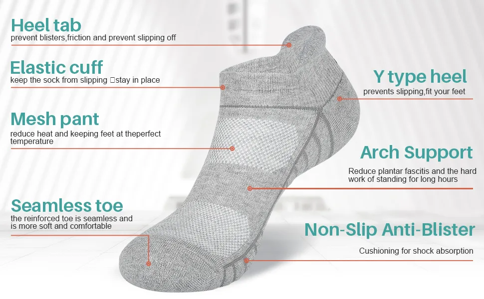 Lapulas Athletic Running Ankle Socks, Low Cut Cushioned Anti-Blister Tab Sports Socks Men Women 6Pairs White Medium - running socks
