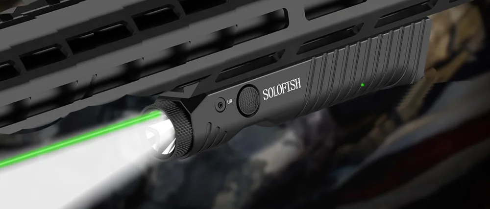 Gmconn Rechargeable Green/Blue/Red/IR Beam, Low Profile Beams Compatible with 21MM Rail Green Laser Light Combo - SOLOFISH