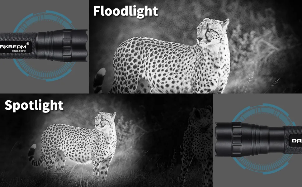 DARKBEAM Infrared 940nm Light for Night Vision Scope, LED Long Range & Mini IR Flashlight Must Work with Infrared Gear, Rechargeable Portable Zoom Tactical Illuminator for Hunting, Observation, Search - 501BX-940