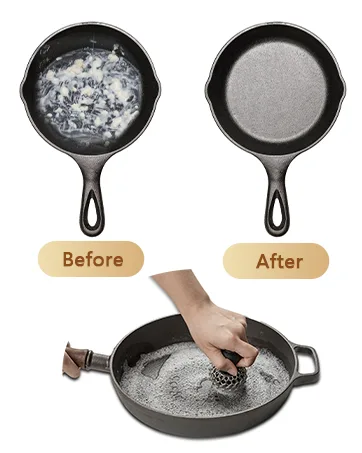 Cast Iron Cleaning Kit with Chainmail Scrubber & Pan Scraper, Upgraded Chainmail Scrubber with Ergonomic Grip, Dishwasher Safe Cast Iron Skillet Cleaner for Cast Iron Pans/Skillet/Dish/Pot by SOUHEILO Medium Black - scrubber used