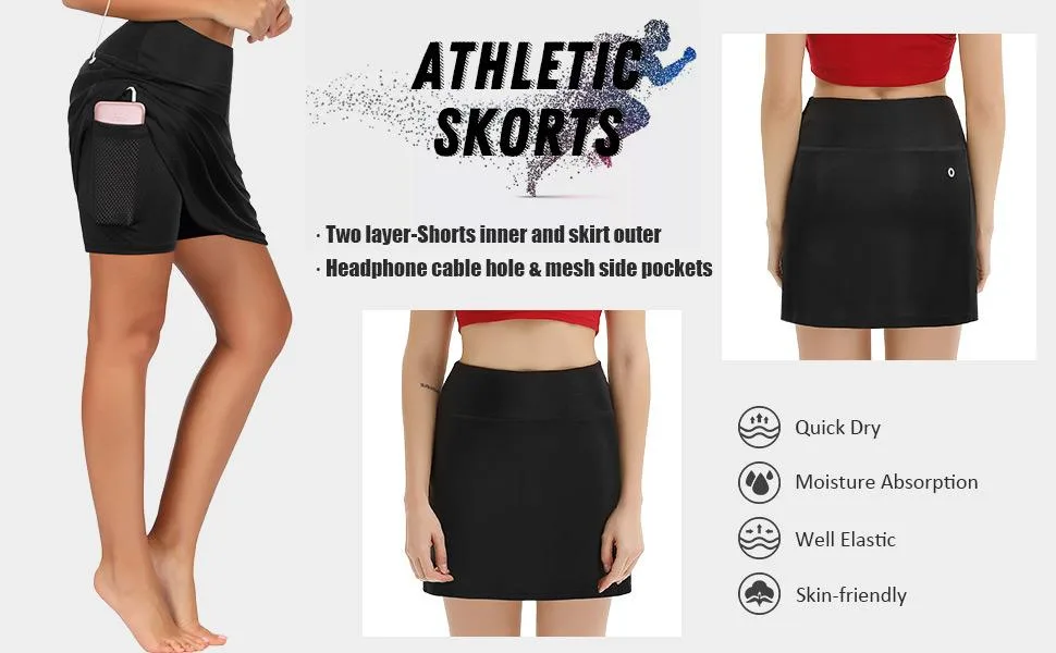 JACK SMITH Women's Active Athletic Skorts Exercise Skirt with Pocket for Tennis Golf Sport Workout Cashew Flower Print# Medium - Moisture-wicking
