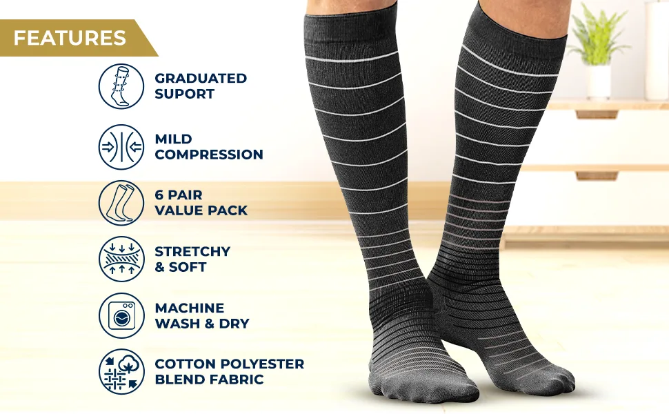 Pembrook Light Compression Socks for Men 8-15 mmHg | Graduated Compression Socks for Men Circulation Large Multicolored - men compression socks xl, mens mild compression socks, medical support socks for men