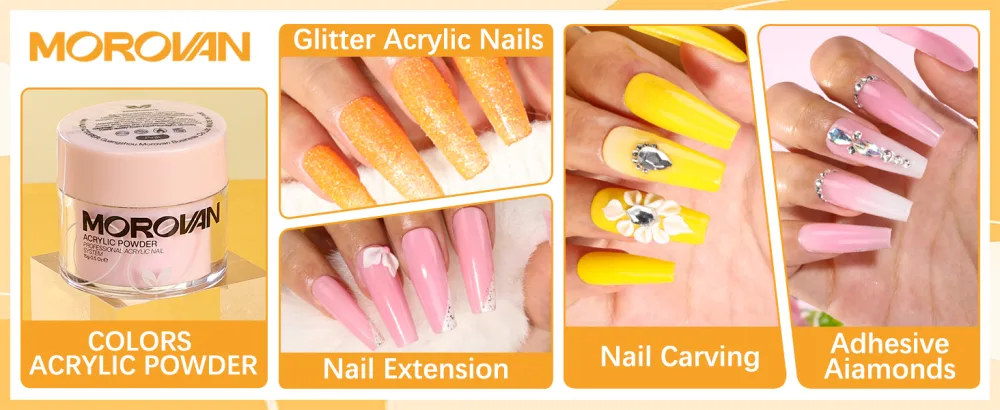 Morovan Acrylic Nail Kit with Drill - Professional Nail Kit Acrylic Set with Everything for Beginners Glitter Acrylic Powder for Nail Extension DIY Complete Starter Set 65 Pieces Kit with Drill - acrylic nail kit