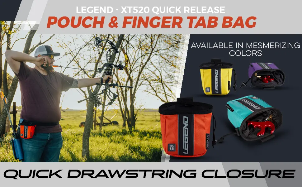 LEGEND - XT520 Quick Release Pouch & Finger Tab Bag | Interior Divider for Better Organization & Storage of Release Aids | Attaches to Standard 2" Belt | Quick Drawstring Closure Blue - T2G: Legend - XT520 Quick Release Pouch & Finger Tab Bag