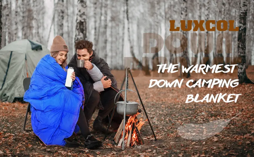 LUXCOL Down Camping Blanket - 700 Fill Power Puffy, Warm, Water Resistant, Lightweight and Portable for Outdoors, Travel, Camping - Black - LUXCOL NEW