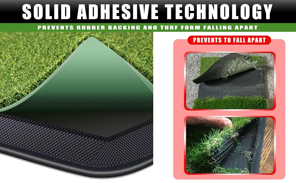 CHAMPKEY Professional Tri-Turf Golf Hitting Mat | Heavy Duty Rubber Backing Practice Mat Ideal for Indoor and Outdoor Training 16" x24" PRO Version - product information 3