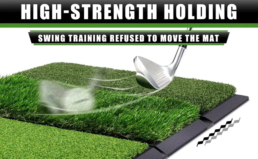 CHAMPKEY Professional Tri-Turf Golf Hitting Mat | Heavy Duty Rubber Backing Practice Mat Ideal for Indoor and Outdoor Training 16" x24" PRO Version - product information 4