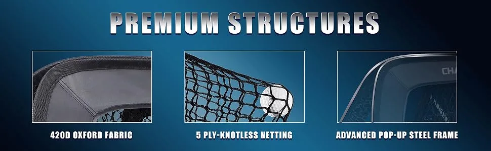 CHAMPKEY Double Sided Golf Chipping Net with Golf Hitting Mat | Come with 12 Foam Golf Balls | 5 Ply-Knotless Netting Chipping Net and Heavy Duty Rubber Backing Hitting Mat Ideal for Training - 789952