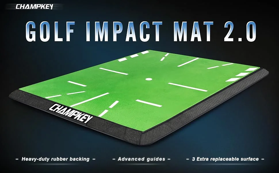 CHAMPKEY Replaceable Impact Golf Mat 2.0 Edition | Come with 3 Replaceable Impact Surfaces|Path Feedback Golf Practice Mats M (13" x 17") - product information 1