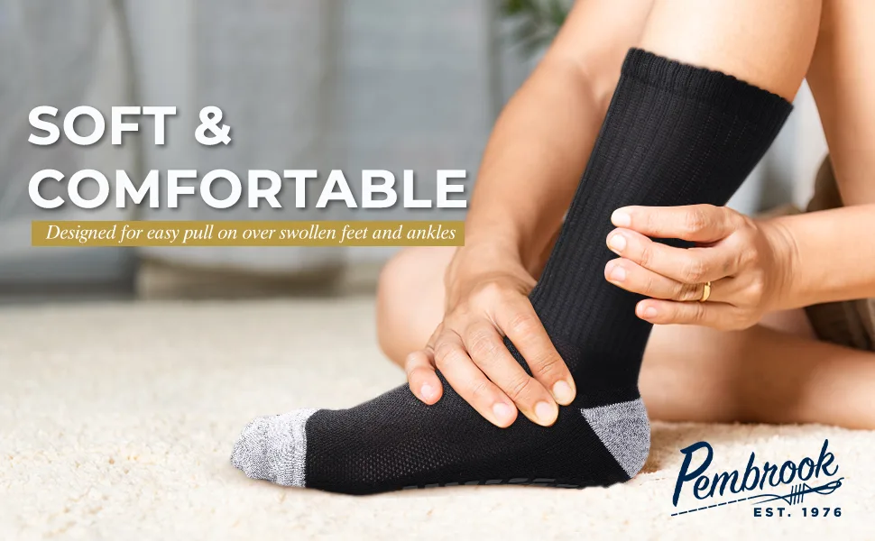 Diabetic Socks with Grips for Women & Men | Non Binding Edema, Neuropathy Socks | 6-pairs Large 2 Black, 2 Gray, 2 White - socks for poor circulation for men, non binding socks men, diabetic socks women knee high