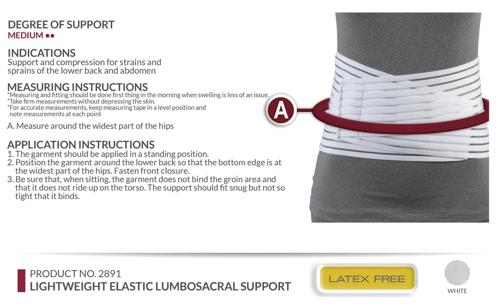 OTC Lumbosacral Support, 7-inch Lower Back, Lightweight Compression, Elastic, Black, Medium Medium Black - product information 2
