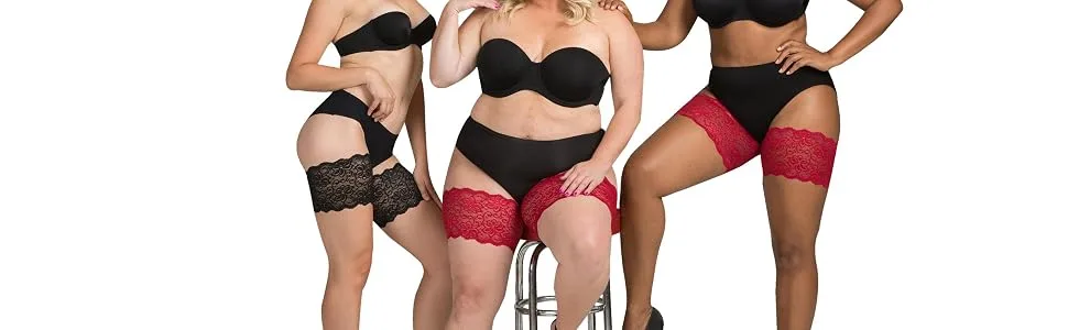 Bandelettes Original Patented Elastic Anti-Chafing Thigh Bands *Prevent Thigh Chafing* Beigeblackdolce Large - Bandelettes, anti chafing, prevent chafing, thigh bands, chub rub, thigh irritation, chafing