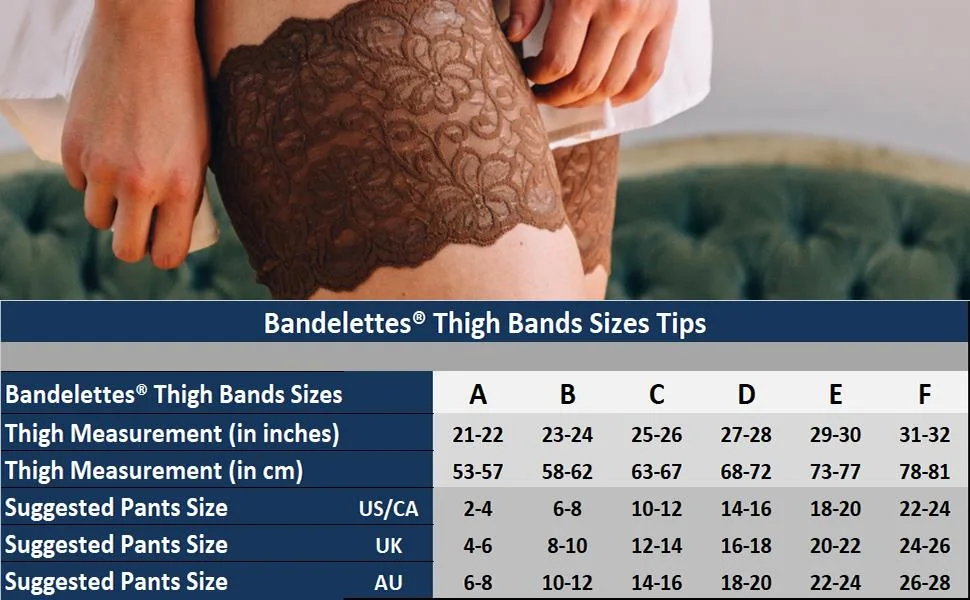 Bandelettes Original Patented Elastic Anti-Chafing Thigh Bands *Prevent Thigh Chafing* Beigeblackdolce Large - Bandelettes, anti chafing, prevent chafing, thigh bands, chub rub, thigh irritation, chafing