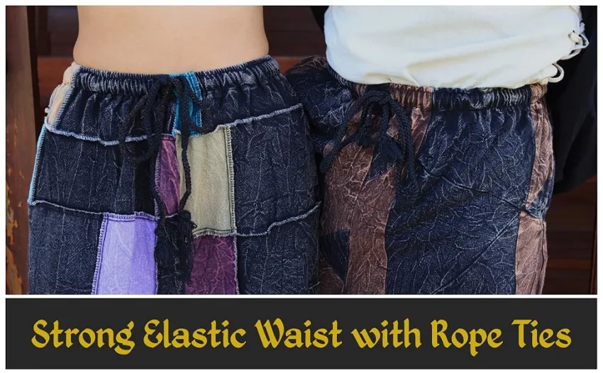 Svenine Cotton Pants Quiltwork Elastic Ankle Wide Leg Baggy Balloon Pants Small-Medium Colorful - Detail