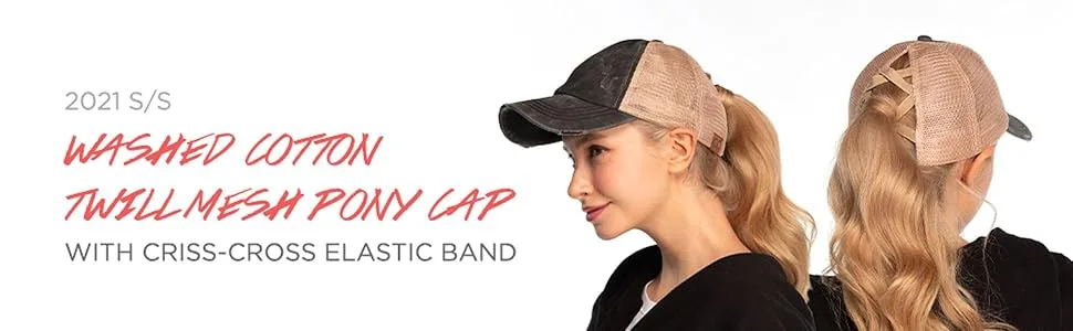 C.C Ponycap Messy High Bun Ponytail Adjustable Glitter Mesh Trucker Baseball Cap A Elastic Band-black - bt-780