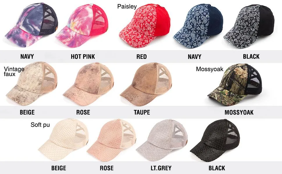 C.C Ponycap Messy High Bun Ponytail Adjustable Glitter Mesh Trucker Baseball Cap A Elastic Band-black - criss-cross