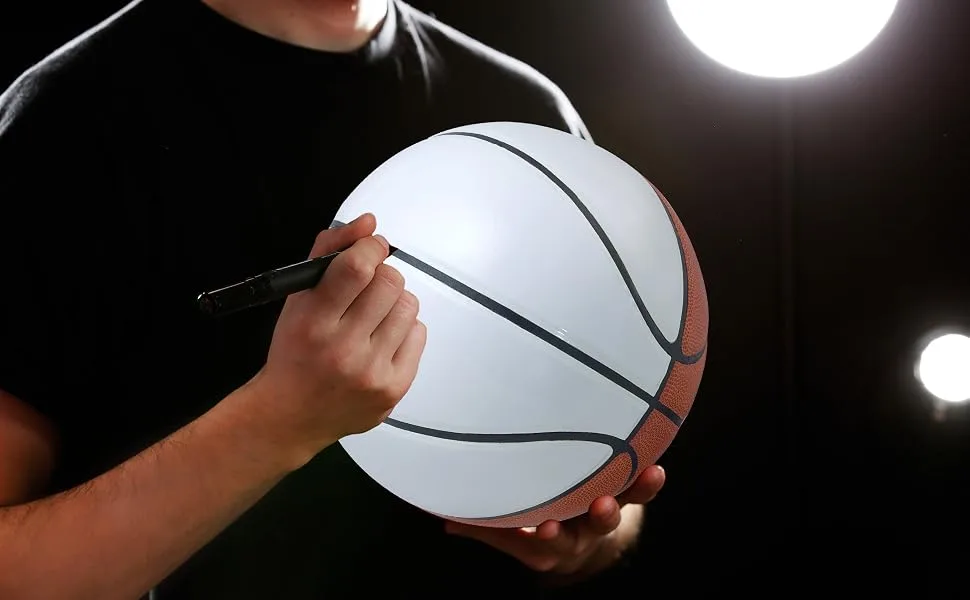Murray Sporting Goods Autograph Basketball with Stand - Four Panel Signature Ready Display Memorabilia Autographic Basketball Regulation Size 29.5 inches - Murray Sporting Goods Autograph Basketball with Stand for Coaches Gift or Trophy Case