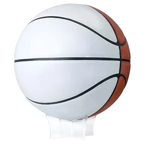 Murray Sporting Goods Autograph Basketball with Stand - Four Panel Signature Ready Display Memorabilia Autographic Basketball Regulation Size 29.5 inches - Murray Sporting Goods Autograph Basketball with Trophy Stand - Half White Surface Easily Sign