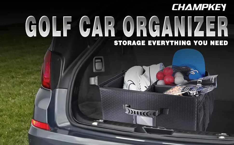 Champkey Golf Trunk Organizer Storage-Portable and Foldable Golf Travel Storage Locker Ideal for Travel Golf and Car Golf (Black) - 166554